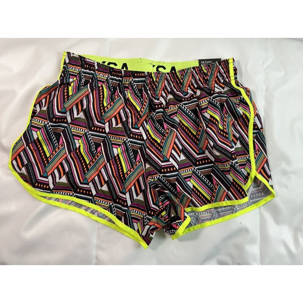Victoria's Secret VSX Sport Womens The‎ Player Run Shorts Pink Yellow Print Xs